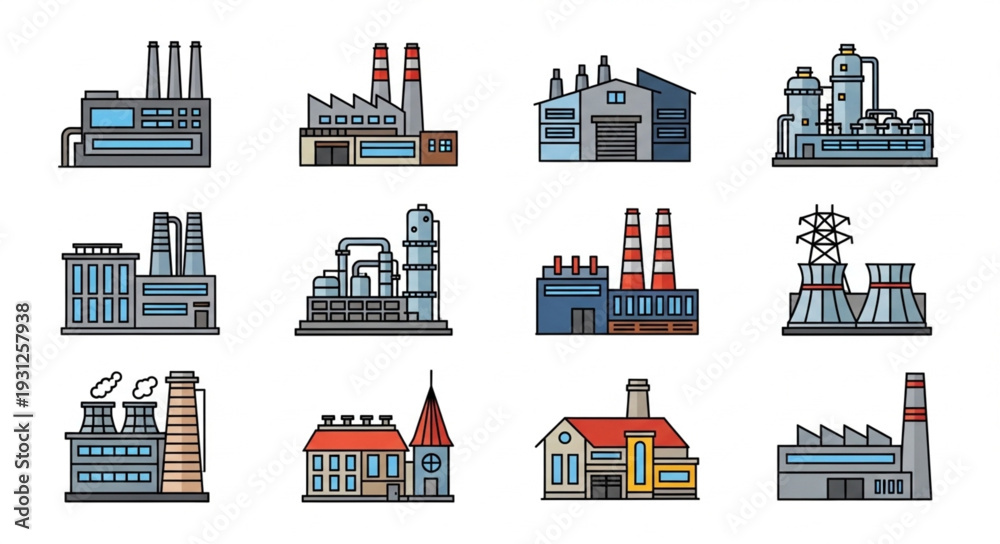 Obraz premium Industrial Factory Buildings and Structures.