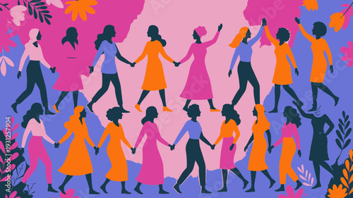 Diverse Women Dancing Together vector illustration