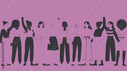 Empowered Women Together vector illustration