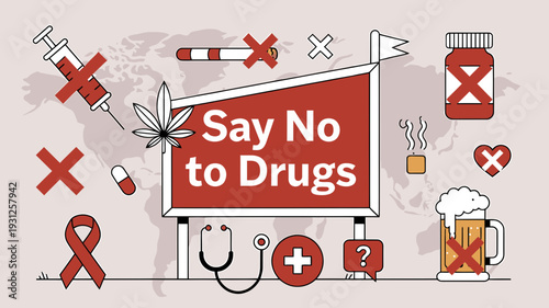 Say No to Drugs Awareness Campaign vector illustration