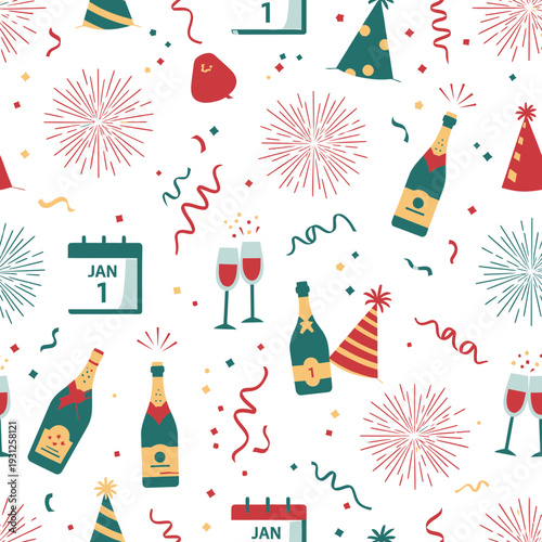 New Year's Celebration Pattern vector illustration