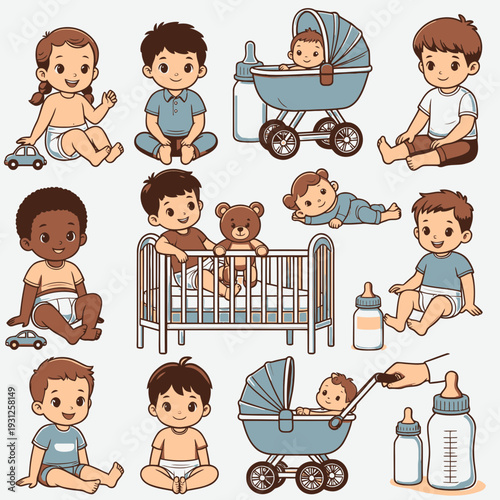 Baby Care Clipart Collection vector illustration