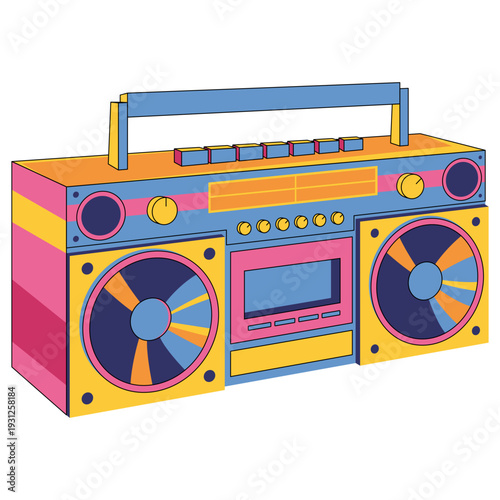 Quadro su tela Retro boombox in isometric flat style