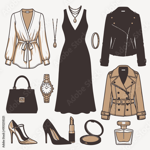 Fashion Accessories and Outfit vector illustration