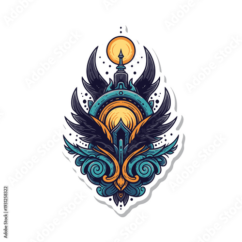 Mysterious Phoenix Emblem vector illustration