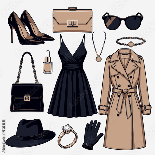 Fashion Accessories and Outfit vector illustration