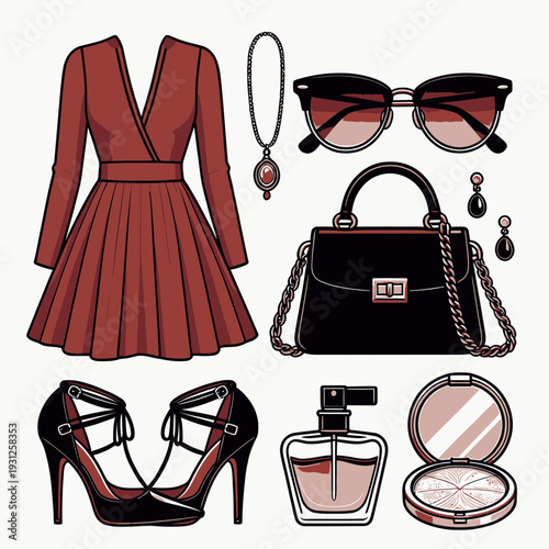 Fashionable Woman's Outfit vector illustration