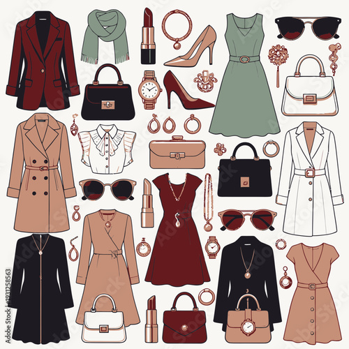 Fashion Accessories and Clothing vector illustration