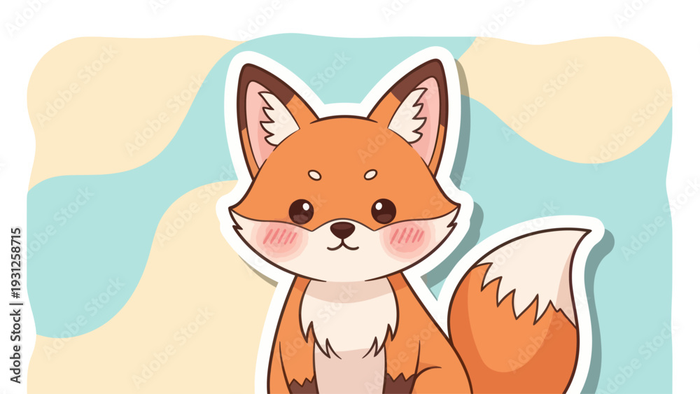 Obraz premium Cute cartoon fox with a friendly expression
