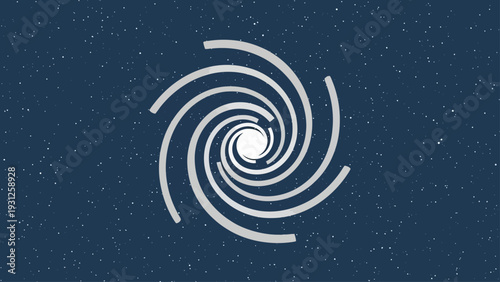 Stylized black hole with galaxy spiral and stars