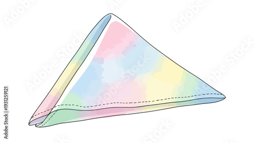 Colorful pastel fabric triangle fold with stitched edges