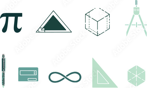 Mathematics Seamless Pattern with Geometry Symbols, Pi, Calculator and Shapes