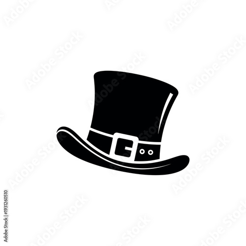 Black Top Hat with Buckle Icon.