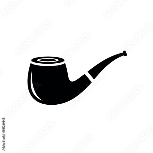 Classic Tobacco Smoking Pipe Silhouette Icon.