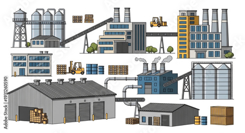 Industrial Factory Buildings and Equipment.