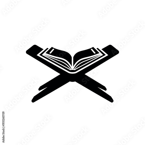 Quran book stand icon.