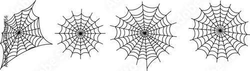WebCollection of Spider Web Silhouette Icons Featuring Various Cobweb Designs and Intricate Arachnid Net Patterns for Halloween Decoration Scary Horror and Spooky Nature Graphics Set