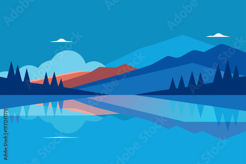 landscape with mountains and lake