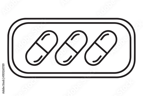 Three pills in a blister pack illustration