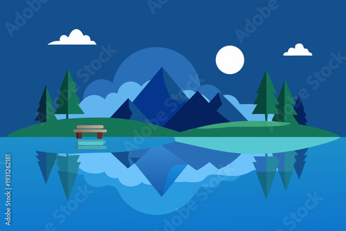 landscape with mountains and lake