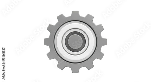 3D Gear Icon with Concentric Rings
