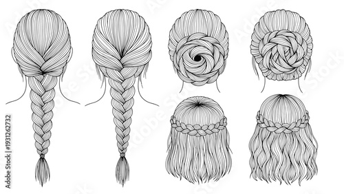 Detailed collection of intricate braided hairstyles, showcasing various techniques and elegant designs for women's hair.