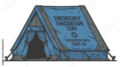 Blue Emergency Evacuation Tent with Curtains