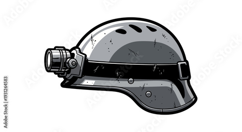 Mining helmet with lamp, safety equipment, industrial work