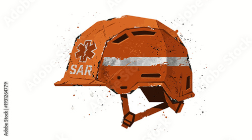 Orange SAR Helmet with Star of Life Emblem