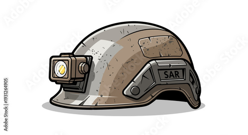 Tactical helmet with headlamp and SAR module