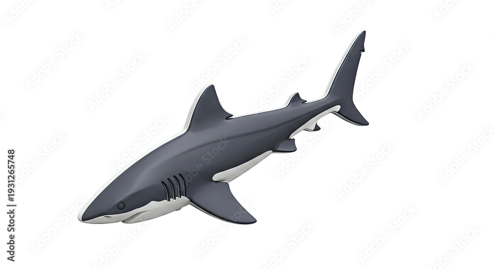 Fototapeta premium 3D Render of a Grey Shark with White Underside