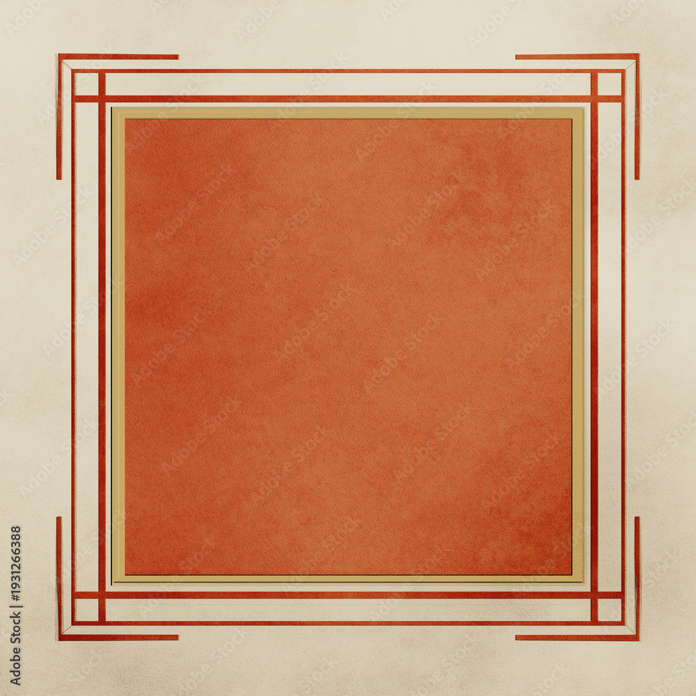 Fototapeta premium A vibrant orange square with a modern geometric border design element