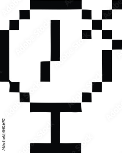 Pixelated representation of a broken glass or vase digitally illustrated