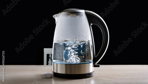 A Transparent Glass Electric Kettle Filled With Boiling Water