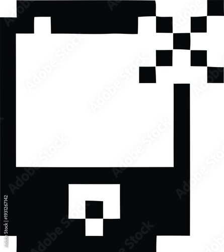 Pixelated smartphone graphic with disintegration effect showing digital decay or error