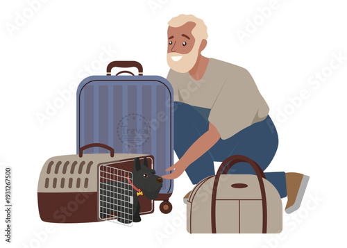 Happy Couple Shopping with Luggage Vector Illustration