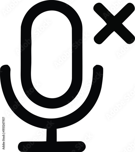 Black outline of a microphone with an x mark indicating cancellation or muting