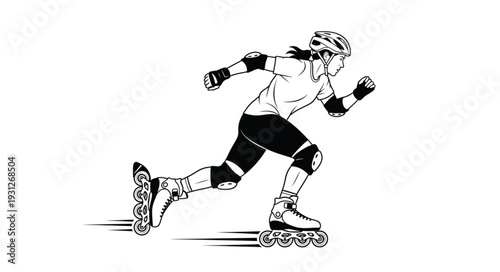 Energetic roller skater in action, showcasing speed and agility on wheels, a dynamic pose.