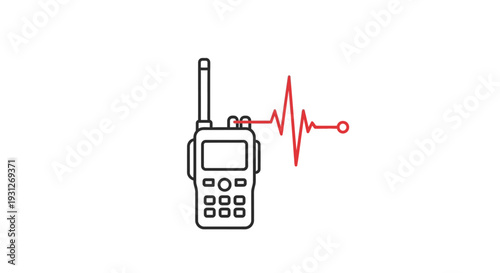 Walkie Talkie with Heartbeat Signal Communication Illustration