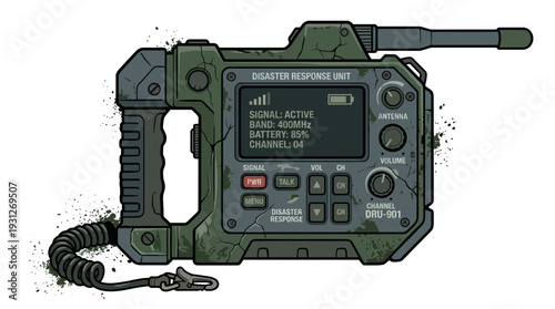 Rugged Disaster Response Unit Communication Device with Screen