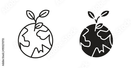 Green earth planet icon. web vector design