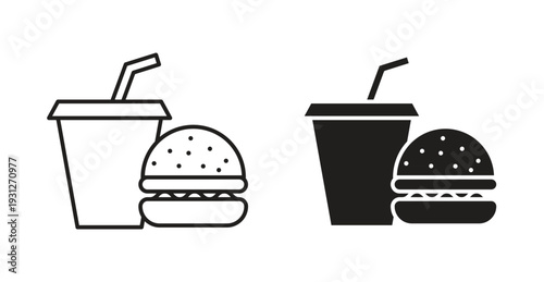 Hamburger and soft drink cup icon. web vector design