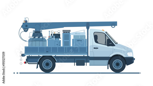 Utility Service Truck with Hydraulic Crane and Equipment.