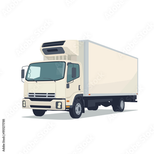 Refrigerated Delivery Truck Illustration on White Background.