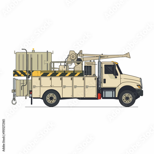 Utility truck with crane and equipment for maintenance work.