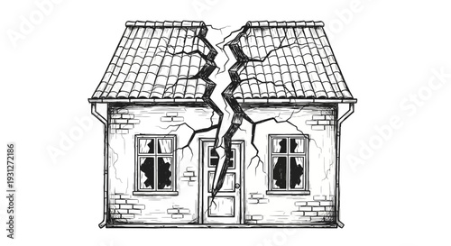 Cracked House Illustration