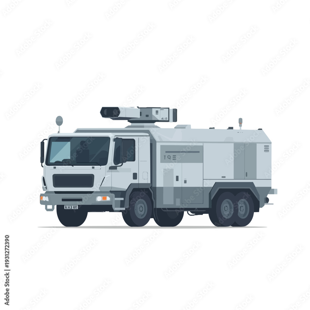 Obraz premium Military or Surveillance Vehicle with Advanced Equipment.