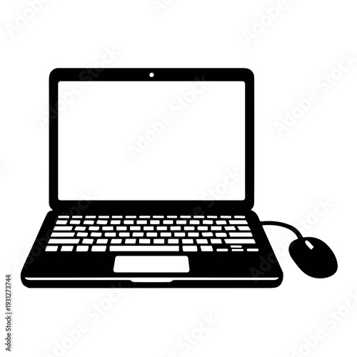 icon illustration laptop computer isolated on silhouette vector