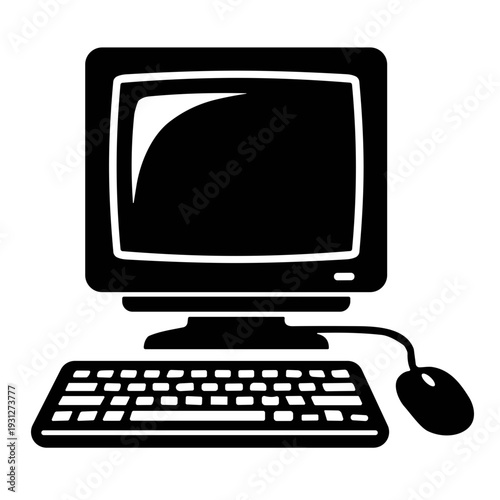 illustration vector computer monitor with mouse and keyboard