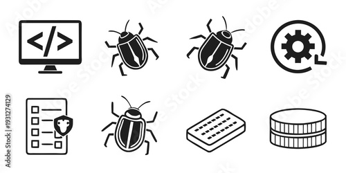 Illustrations of various cybersecurity threats and protective measures